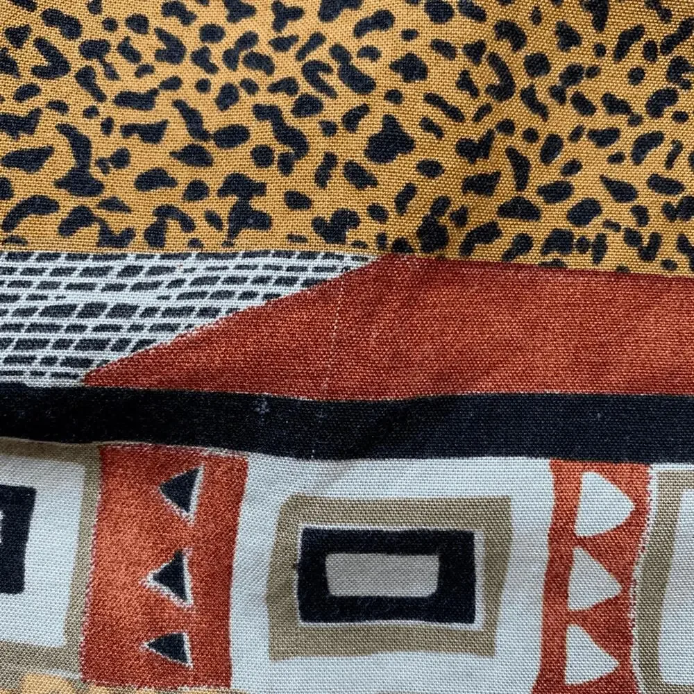 Vintage Shorts High Waisted Baggy Boho Abstract Camel Animal Print Eclectic